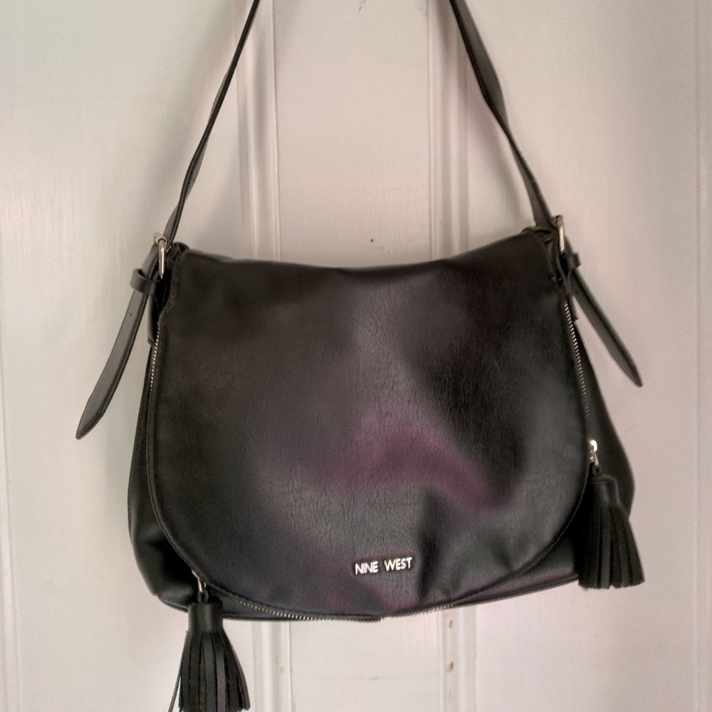 Vintage Nine West Saddleback Style Handbag Tassel Sides Nice